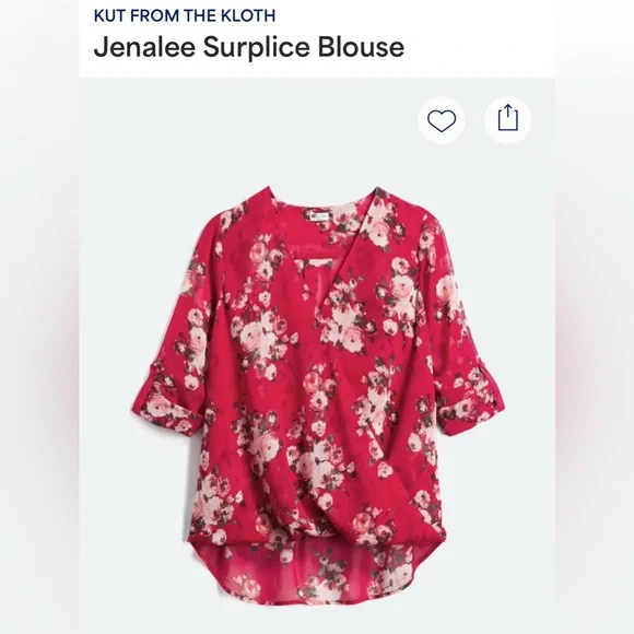 Kut from the Kloth Red Floral Blouse - Picture 1 of 4